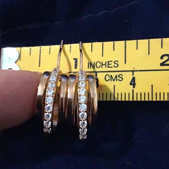 NEW Victoria Wieck 14k Rose Gold /925 Triple Hoop CZ Brilliant Hoop Earrings - Picture 11 of 16